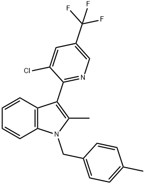 3-[3-CHLORO-5-(TRIFLUOROMETHYL)-2-PYRIDINYL]-2-METHYL-1-(4-METHYLBENZYL)-1H-INDOLE 结构式