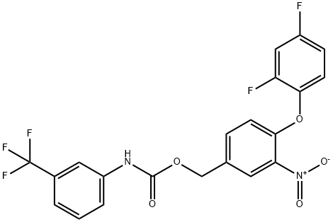 4-(2,4-DIFLUOROPHENOXY)-3-NITROBENZYL N-[3-(TRIFLUOROMETHYL)PHENYL]CARBAMATE 结构式
