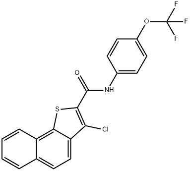 (3-Chlorobenzo[g]benzo[b]thiophen-2-yl)-N-(4-(trifluoromethoxy)phenyl)formamide 结构式