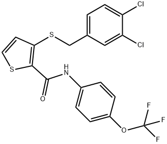 3-[(3,4-DICHLOROBENZYL)SULFANYL]-N-[4-(TRIFLUOROMETHOXY)PHENYL]-2-THIOPHENECARBOXAMIDE 结构式