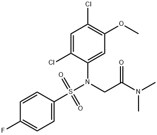 2-(2,4-DICHLORO[(4-FLUOROPHENYL)SULFONYL]-5-METHOXYANILINO)-N,N-DIMETHYLACETAMIDE 结构式