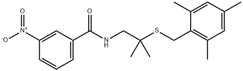 N-(2-[(MESITYLMETHYL)SULFANYL]-2-METHYLPROPYL)-3-NITROBENZENECARBOXAMIDE 结构式