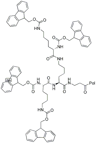 FMOC4-LYS2-LYS-BETA-ALA-P-ALKOXYBENZYL ALCOHOL RESIN 结构式