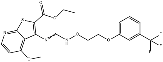 ETHYL 4-METHOXY-3-([((2-[3-(TRIFLUOROMETHYL)PHENOXY]ETHOXY)IMINO)METHYL]AMINO)THIENO[2,3-B]PYRIDINE-2-CARBOXYLATE 结构式