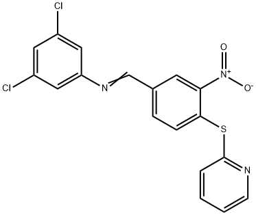 3,5-DICHLORO-N-([3-NITRO-4-(2-PYRIDINYLSULFANYL)PHENYL]METHYLENE)ANILINE 结构式