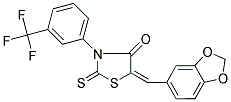 (5E)-5-(1,3-BENZODIOXOL-5-YLMETHYLENE)-2-THIOXO-3-[3-(TRIFLUOROMETHYL)PHENYL]-1,3-THIAZOLIDIN-4-ONE 结构式