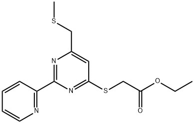 ETHYL 2-([6-[(METHYLSULFANYL)METHYL]-2-(2-PYRIDINYL)-4-PYRIMIDINYL]SULFANYL)ACETATE 结构式