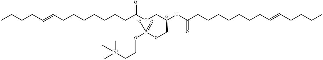 1,2-DIMYRISTELAIDOYL-SN-GLYCERO-3-PHOSPHOCHOLINE;14:1 (Δ9-TRANS) PC 结构式