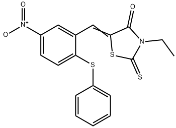 3-ETHYL-5-([5-NITRO-2-(PHENYLSULFANYL)PHENYL]METHYLENE)-2-THIOXO-1,3-THIAZOLAN-4-ONE 结构式