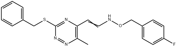 3-(BENZYLSULFANYL)-5-(2-([(4-FLUOROBENZYL)OXY]AMINO)VINYL)-6-METHYL-1,2,4-TRIAZINE 结构式