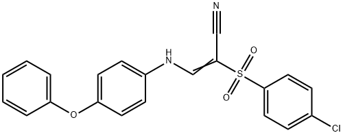 2-((4-CHLOROPHENYL)SULFONYL)-3-((4-PHENOXYPHENYL)AMINO)PROP-2-ENENITRILE 结构式