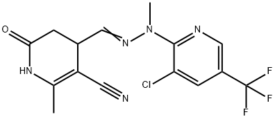 4-(2-[3-CHLORO-5-(TRIFLUOROMETHYL)-2-PYRIDINYL]-2-METHYLCARBOHYDRAZONOYL)-2-METHYL-6-OXO-1,4,5,6-TETRAHYDRO-3-PYRIDINECARBONITRILE 结构式