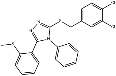 3,4-Dichlorobenzyl 5-[2-(methylsulfanyl)phenyl]-4-phenyl-4H-1,2,4-triazol-3-yl sulfide 结构式