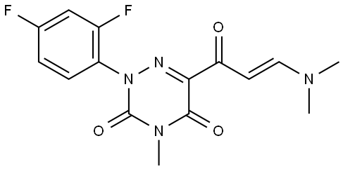 2-(2,4-Difluorophenyl)-6-[3-(dimethylamino)acryloyl]-4-methyl-1,2,4-triazine-3,5(2H,4H)-dione 结构式