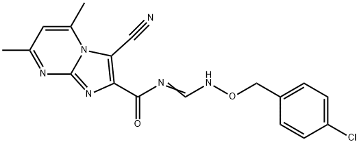 N-(([(4-CHLOROBENZYL)OXY]IMINO)METHYL)-3-CYANO-5,7-DIMETHYLIMIDAZO[1,2-A]PYRIMIDINE-2-CARBOXAMIDE 结构式