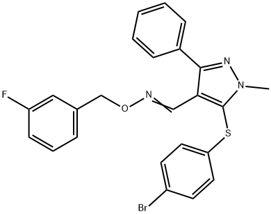 5-[(4-BROMOPHENYL)SULFANYL]-1-METHYL-3-PHENYL-1H-PYRAZOLE-4-CARBALDEHYDE O-(3-FLUOROBENZYL)OXIME 结构式