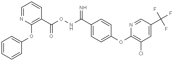 2-Amino-1-aza-2-(4-(3-chloro-5-(trifluoromethyl)(2-pyridyloxy))phenyl)vinyl2-phenoxypyridine-3-carboxylate 结构式