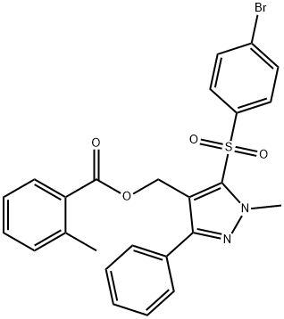 (5-[(4-Bromophenyl)sulfonyl]-1-methyl-3-phenyl-1H-pyrazol-4-yl)methyl 2-methylbenzenecarboxylate 结构式
