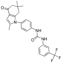 ((3-(TRIFLUOROMETHYL)PHENYL)AMINO)-N-(4-(2,6,6-TRIMETHYL-4-OXO(5,6,7-TRIHYDROINDOLYL))PHENYL)FORMAMIDE 结构式