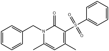 1-BENZYL-4,6-DIMETHYL-3-(PHENYLSULFONYL)-2(1H)-PYRIDINONE 结构式