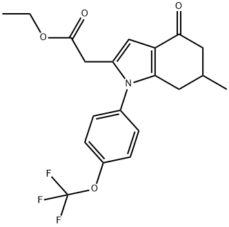 Ethyl 2-(6-methyl-4-oxo-1-(4-(trifluoromethoxy)phenyl)-5,6,7-trihydroindol-2-yl)acetate 结构式