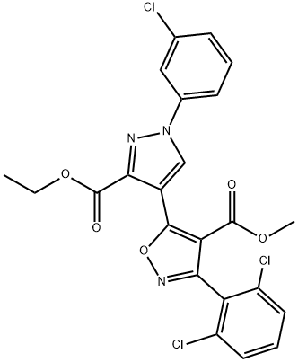 METHYL 5-[1-(3-CHLOROPHENYL)-3-(ETHOXYCARBONYL)-1H-PYRAZOL-4-YL]-3-(2,6-DICHLOROPHENYL)-4-ISOXAZOLECARBOXYLATE 结构式