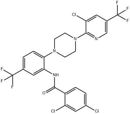 2,4-DICHLORO-N-[2-(4-[3-CHLORO-5-(TRIFLUOROMETHYL)-2-PYRIDINYL]PIPERAZINO)-5-(TRIFLUOROMETHYL)PHENYL]BENZENECARBOXAMIDE 结构式