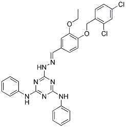 (E)-6-(2-(4-(2,4-Dichlorobenzyloxy)-3-ethoxybenzylidene)hydrazinyl)-N2,N4-diphenyl-1,3,5-triazine-2,4-diamine 结构式