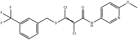 2,3-DICHLORO-N-(6-METHOXY-3-PYRIDINYL)-3-([3-(TRIFLUOROMETHYL)BENZYL]SULFANYL)ACRYLAMIDE 结构式