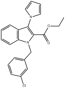 Ethyl 1-(3-chlorobenzyl)-3-(1H-pyrrol-1-yl)-1H-indole-2-carboxylate 结构式