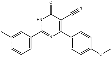 4-HYDROXY-6-(4-METHOXYPHENYL)-2-(3-METHYLPHENYL)-5-PYRIMIDINECARBONITRILE 结构式