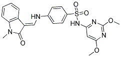 (E)-N-(2,6-DIMETHOXYPYRIMIDIN-4-YL)-4-((1-METHYL-2-OXOINDOLIN-3-YLIDENE)METHYLAMINO)BENZENESULFONAMIDE 结构式