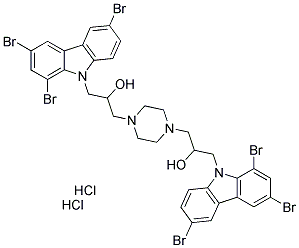 1-(4-[2-HYDROXY-3-(1,3,6-TRIBROMO-9H-CARBAZOL-9-YL)PROPYL]PIPERAZINO)-3-(1,3,6-TRIBROMO-9H-CARBAZOL-9-YL)PROPAN-2-OL DIHYDROCHLORIDE 结构式