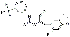 (5E)-5-[(6-BROMO-1,3-BENZODIOXOL-5-YL)METHYLENE]-2-THIOXO-3-[3-(TRIFLUOROMETHYL)PHENYL]-1,3-THIAZOLIDIN-4-ONE 结构式