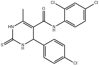 4-(4-CHLOROPHENYL)-N-(2,4-DICHLOROPHENYL)-6-METHYL-2-THIOXO-1,2,3,4-TETRAHYDRO-5-PYRIMIDINECARBOXAMIDE 结构式