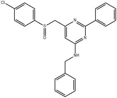 N-BENZYL-6-([(4-CHLOROPHENYL)SULFINYL]METHYL)-2-PHENYL-4-PYRIMIDINAMINE 结构式