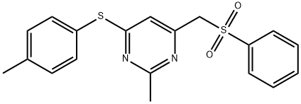 (2-METHYL-6-[(4-METHYLPHENYL)SULFANYL]-4-PYRIMIDINYL)METHYL PHENYL SULFONE 结构式