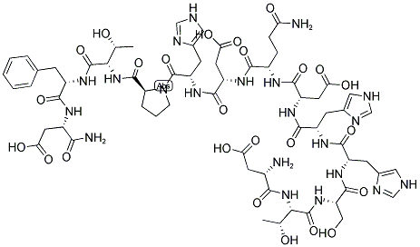 ASP-THR-SER-HIS-HIS-ASP-GLN-ASP-HIS-PRO-THR-PHE-ASP-NH2: DTSHHDQDHPTFD-NH2 结构式