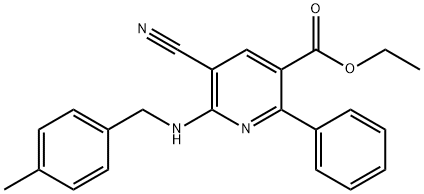 ETHYL 5-CYANO-6-[(4-METHYLBENZYL)AMINO]-2-PHENYLNICOTINATE 结构式