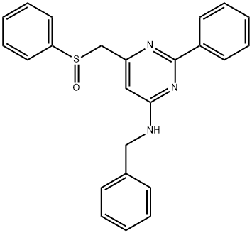 N-BENZYL-2-PHENYL-6-[(PHENYLSULFINYL)METHYL]-4-PYRIMIDINAMINE 结构式