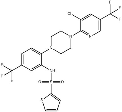 N-[2-(4-[3-CHLORO-5-(TRIFLUOROMETHYL)-2-PYRIDINYL]PIPERAZINO)-5-(TRIFLUOROMETHYL)PHENYL]-2-THIOPHENESULFONAMIDE 结构式