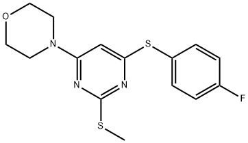 4-FLUOROPHENYL 2-(METHYLSULFANYL)-6-MORPHOLINO-4-PYRIMIDINYL SULFIDE 结构式