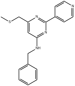 N-BENZYL-6-[(METHYLSULFANYL)METHYL]-2-(4-PYRIDINYL)-4-PYRIMIDINAMINE 结构式