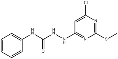 2-[6-CHLORO-2-(METHYLSULFANYL)-4-PYRIMIDINYL]-N-PHENYL-1-HYDRAZINECARBOXAMIDE 结构式