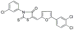 (5E)-3-(3-Chlorophenyl)-5-{[5-(3,4-dichlorophenyl)-2-furyl]methylene}-2-thioxo-1,3-thiazolidin-4-one 结构式