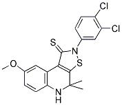 2-(3,4-DICHLOROPHENYL)-8-METHOXY-4,4-DIMETHYL-4,5-DIHYDROISOTHIAZOLO[5,4-C]QUINOLINE-1(2H)-THIONE 结构式