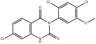 7-CHLORO-3-(2,4-DICHLORO-5-METHOXYPHENYL)-2-SULFANYL-4(3H)-QUINAZOLINONE 结构式