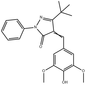 3-(TERT-BUTYL)-4-((4-HYDROXY-3,5-DIMETHOXYPHENYL)METHYLENE)-1-PHENYL-2-PYRAZOLIN-5-ONE 结构式