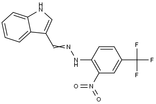 (E)-3-((2-(2-硝基-4-(三氟甲基)苯基)肼基)甲基)-1H-吲哚 结构式