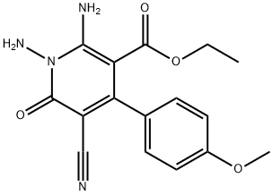 ETHYL 1,2-DIAMINO-5-CYANO-4-(4-METHOXYPHENYL)-6-OXO-1,6-DIHYDRO-3-PYRIDINECARBOXYLATE 结构式